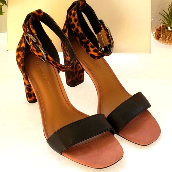 REBECCA MINKOFF Kemina Leopard Print Ankle Strap Sandals Size 7.5 - Picture 6 of 11